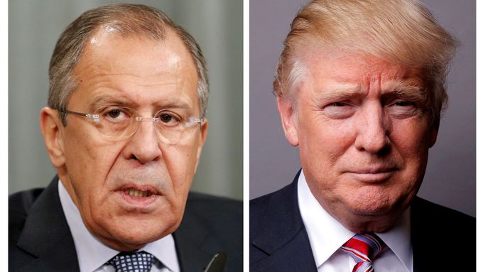 Šéf ruské diplomacie Sergej Lavrov a americký prezident Donald Trump.