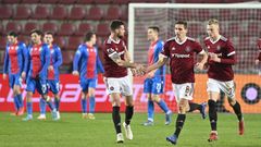 Sparťané slaví gól v zápase 21. kolo první ligy Sparta - Plzeň.