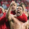 Český fotbalista Milan Baroš slaví vítězství s Polskem v utkání skupiny A na Euru 2012