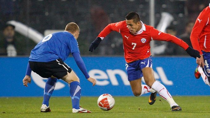 Alexis Sánchez v dresu chilské reprezentace.