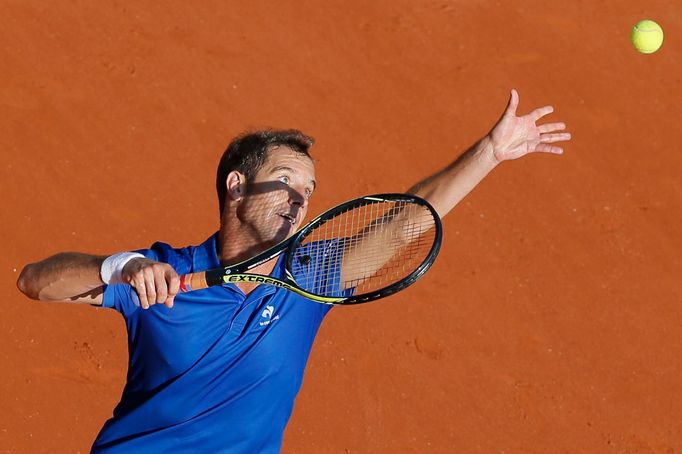 Richard Gasquet v utkání s Berdychem v semifinále Davis Cupu 2014