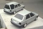 Provedení sedan počítalo s plátěnou střechou a zadním oknem, které šlo spustit do útrob kufru. Na snímku modelu v měřítku 1 : 5 z roku 1993 však toto řešení ještě patrné není.