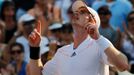 Britský tenista Andy Murray se raduje z vítězství nad Španělem Felicianem Lopezem ve 3. kole US Open 2012.