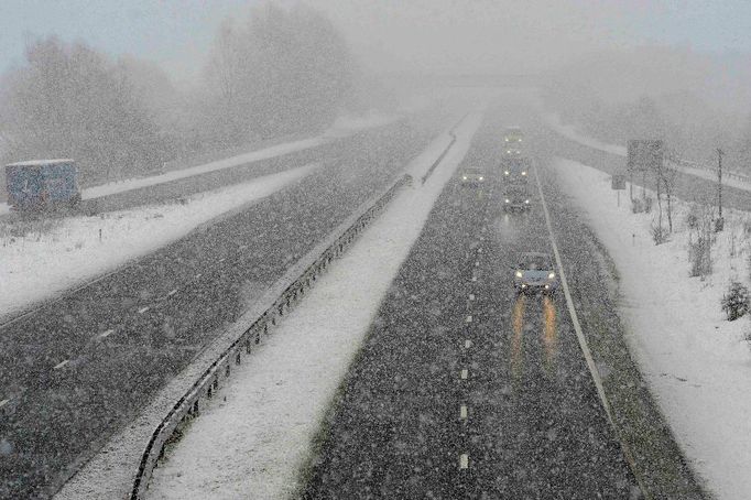 Chumelenice na A1 u Darlingtonu, Velká Británie.