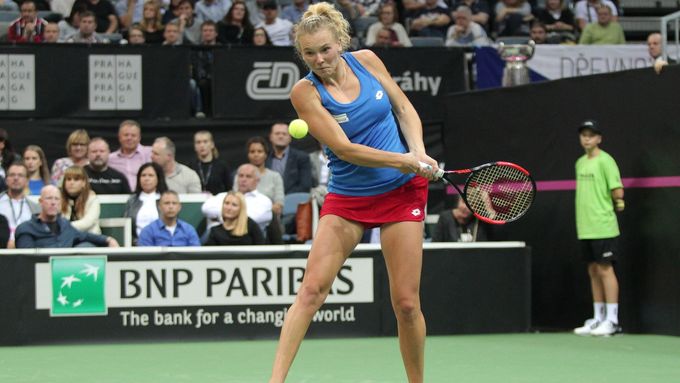 Barbora Strýcová ve finále Fed Cupu proti Spojeným státům