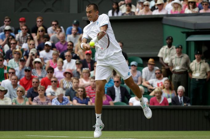 Lukáš Rosol na Wimbledonu 2014 při utkání s Nadalem