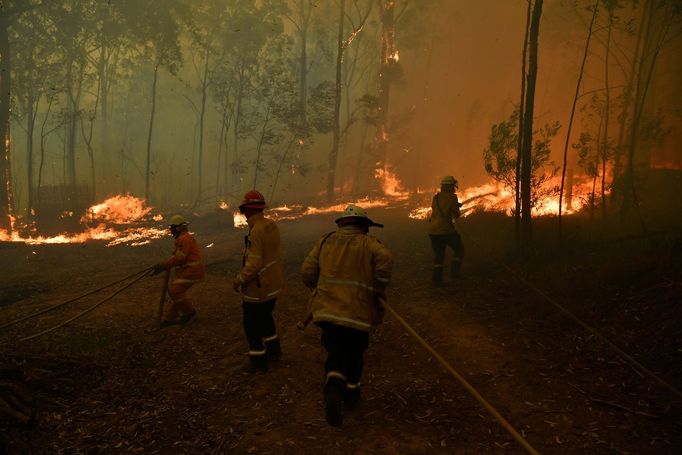 Požáry v Colo Heights v Austrálii, jihozápadně od Sydney.