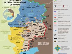 Mapa bojů na Ukrajině.