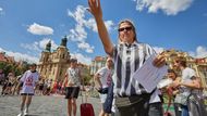 Praha, Staroměstské náměstí, happening, demonstrace, overturismus