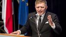 Slovenský premiér Robert Fico vystoupil 18. února v kulturním domě Střelnice v Hradci Králové na mimořádném volebním sjezdu ČSSD.