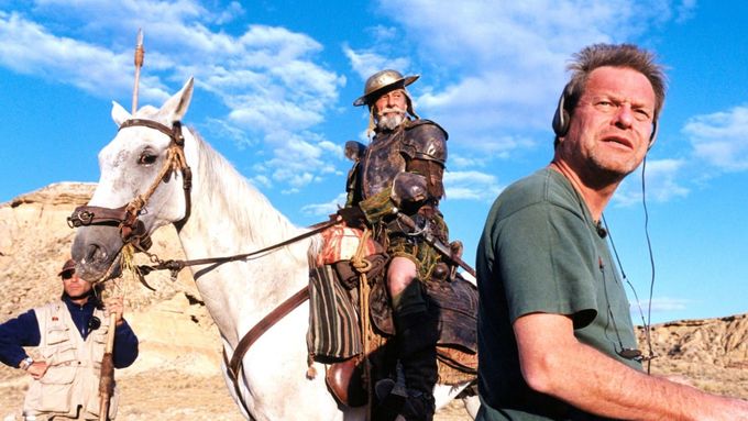 Film Muž, který zabil Dona Quijota chtěl Terry Gilliam (vpravo) původně natočit s dnes již nežijícím Jeanem Rochefortem.