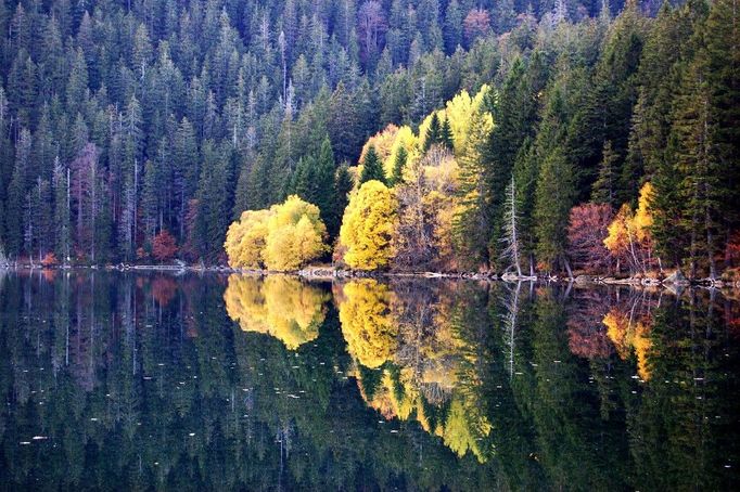 Obě dvě fotografie vznikly při sobotním výletu s kamarády na Šumavu a obě zachycují Černé jezero.