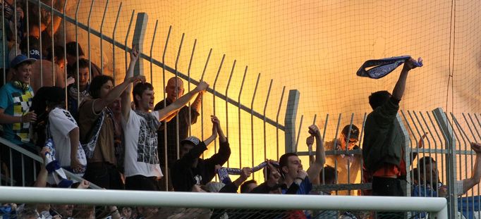 Radost fanoušků Liberce v utkání Liberec - Jablonec