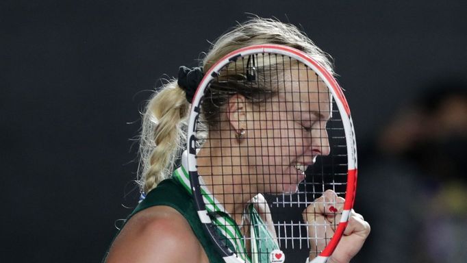 Tennis - WTA Tour Finals - Panamerican Tennis Center, Guadalajara, Mexico - November 16, 2021 Estonia's Anett Kontaveit celebrates winning her semi final match against Gr