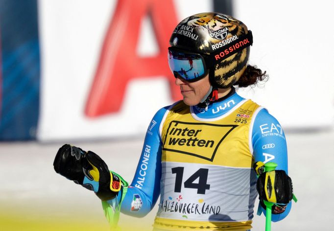 Federica Brignoneová ve sjezdu žen na MS v Saalbachu 2025
Italy's Federica Brignone reacts REUTERS/Leonhard Foeger