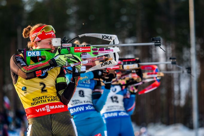 SP Kontiolahti, stíhačka Ž: Laura Dahlmeierová, Marie Dorinová Habertová a Gabriela Koukalová