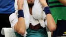 Tennis - U.S. Open - Flushing Meadows, New York, United States - September 6, 2023 Russia's Daniil Medvedev cools off after winning his quarter final match against Russia