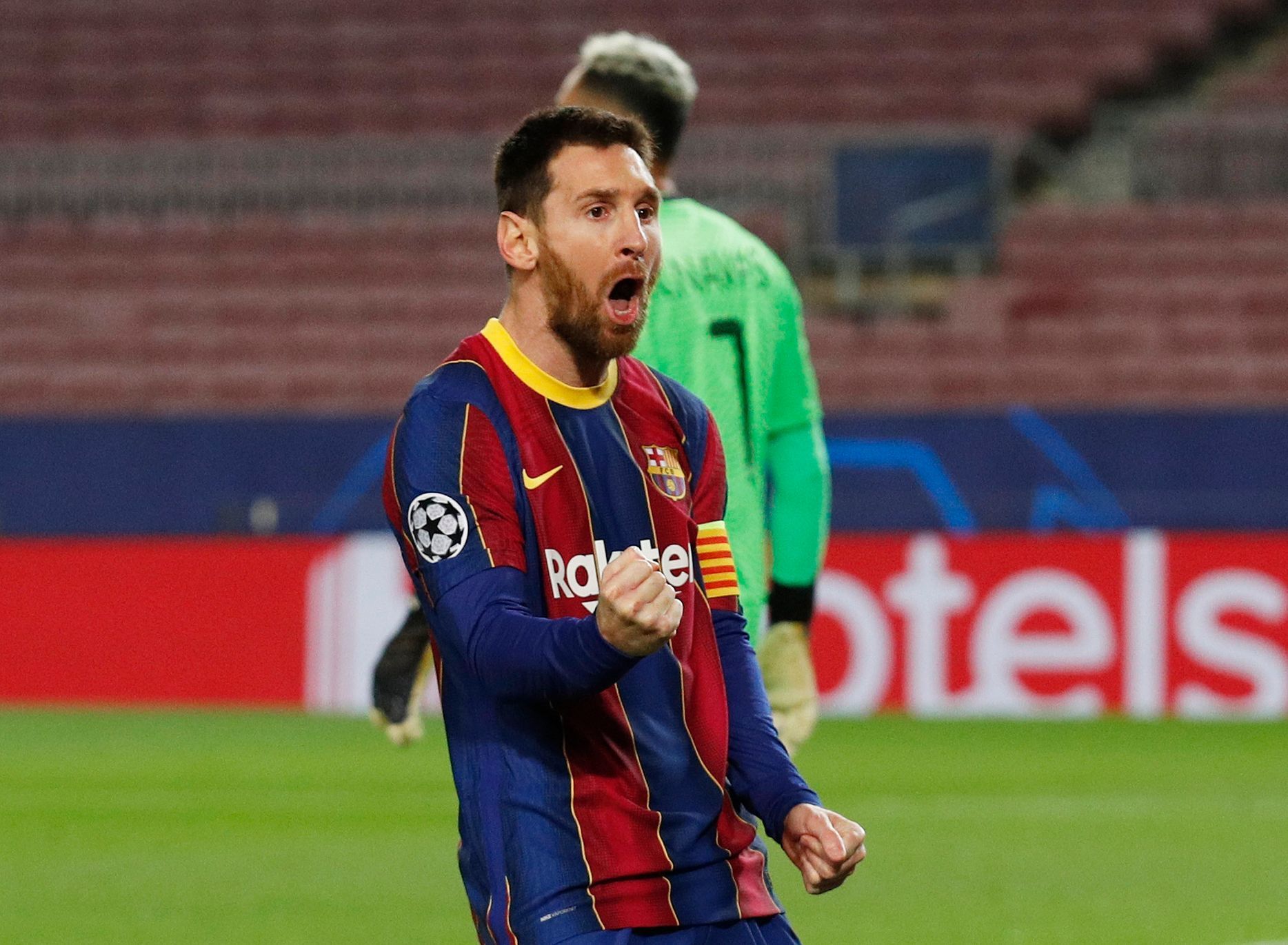 Lionel Messi z Barcelony slaví gól v osmifinále Ligy mistrů FC Barcelona - PSG
