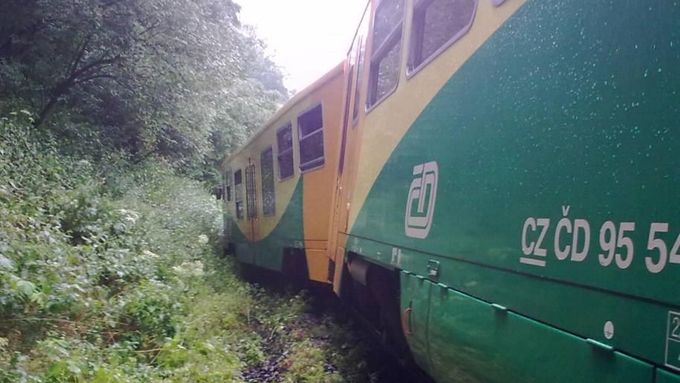 Vlak se srazil se stromem, který ležel na kolejích