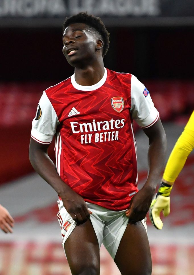 Bukayo Saka v zápase proti Slavii