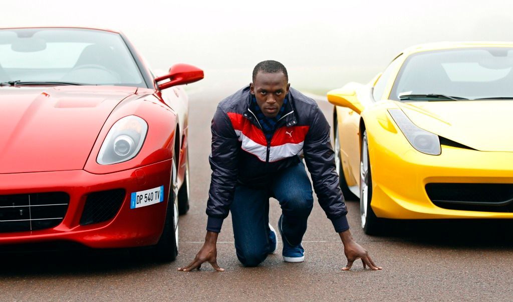 Usain Bolt a vozy Ferrari