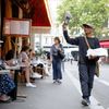 Paříž, Francie, kolportér, noviny, poslední, Le Monde