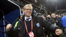 Soccer Football - Euro 2020 - Group J Qualification - Finland v Liechtenstein - Helsinki, Finland November 15, 2019. Head coach Markku Kanerva of Finland celebrates. Leht