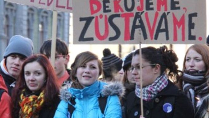 Protest mimoňských studentů