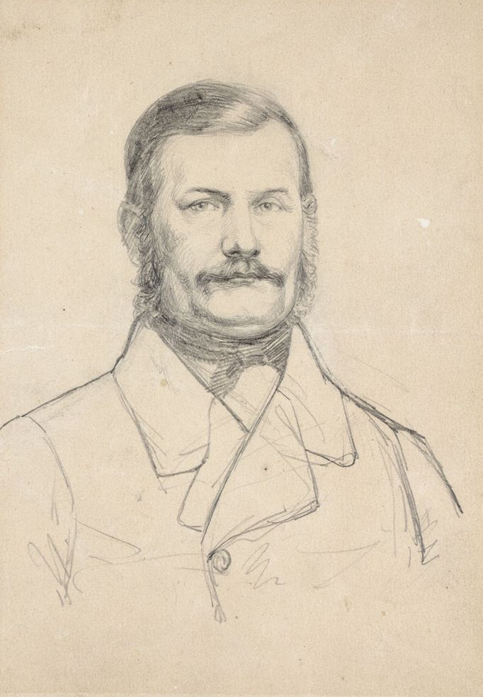 Autoportrét, který Viktor Barvitius nakreslil v 70. letech 19. století.