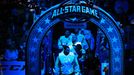 Jan 25, 2015; Columbus, OH, USA; Team Toews goaltender Roberto Luongo (1) of the Florida Panthers prepares to lead his team to the ice before the 2015 NHL All Star Game a