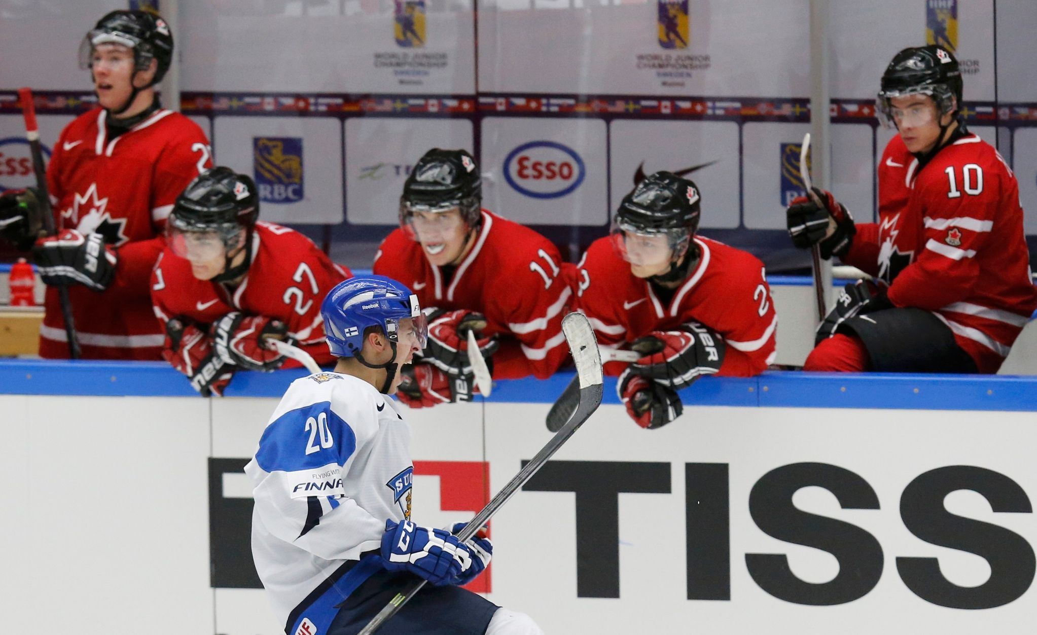 Finland's Teravainen Celebrates In Front Of Canada's Bench After ...