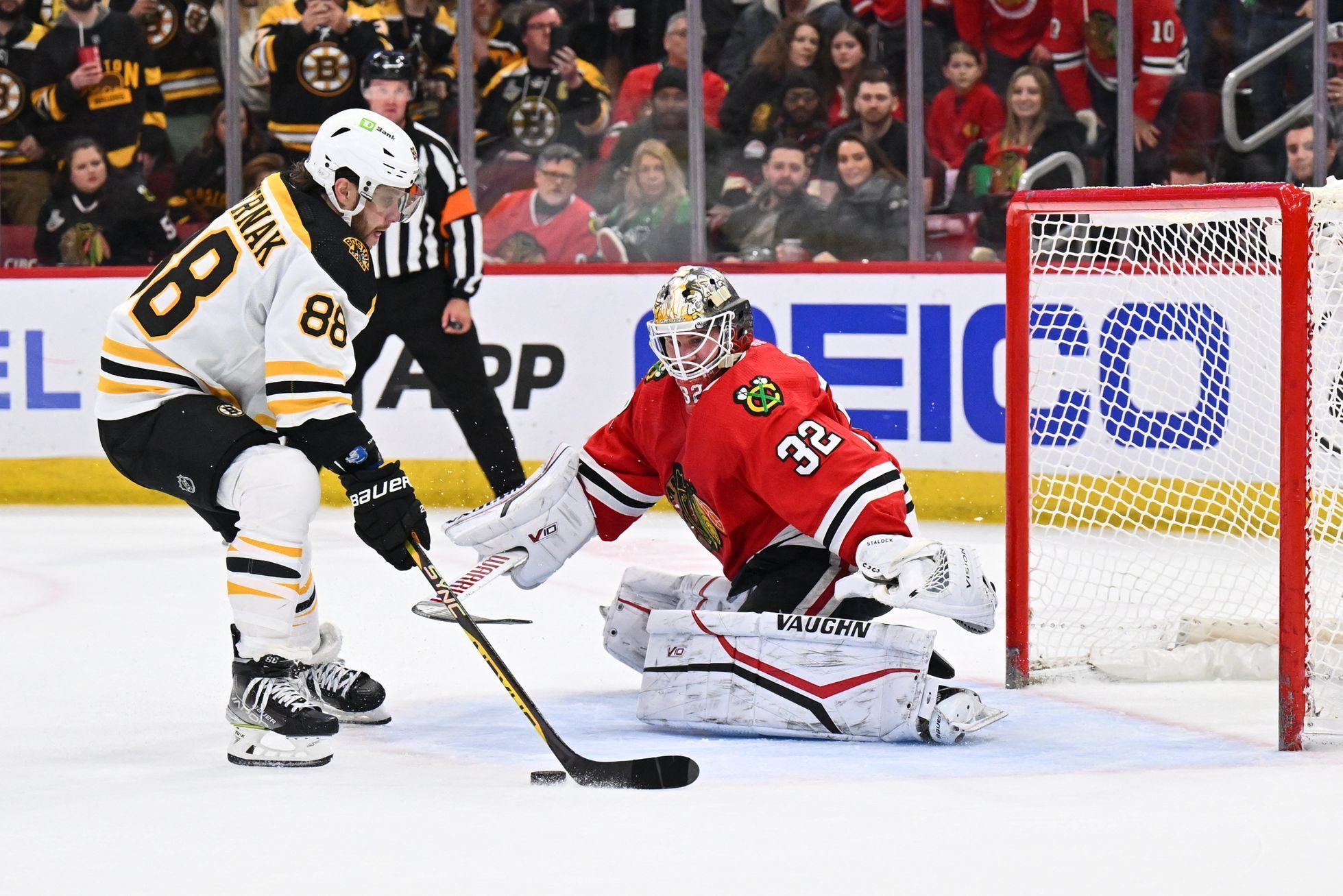 hokej, NHL: Boston Bruins at Chicago Blackhawks, David Pastrňák, neproměněné trestné střílení