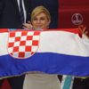 Prezident FIFA Gianni Infantino a bývalá chorvatská prezidentka Kolinda Grabarová Kitarovičová na zápase o 3. místo na MS 2022 Chorvatsko - Maroko