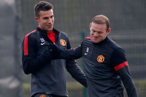 Manchester United trénuje na osmifinále LM: Rooney a Robin van Persie