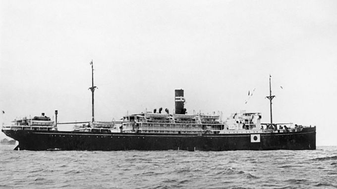 Transportní japonská loď Montevideo Maru na moři na fotce z roku 1941.