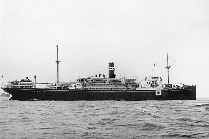 Transportní japonská loď Montevideo Maru na moři na fotce z roku 1941.