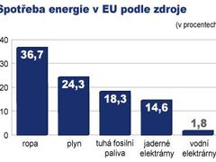 Spotřeba energie v EU podle zdroje