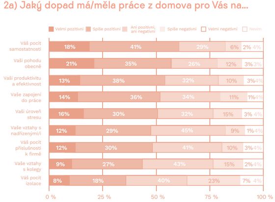 Průzkum se kromě jiného tázal i na dopady práce z domova.