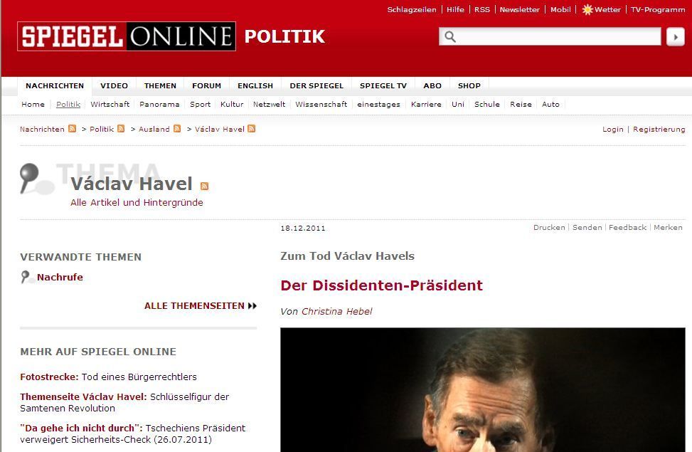 Václav Havel ve světových médiích