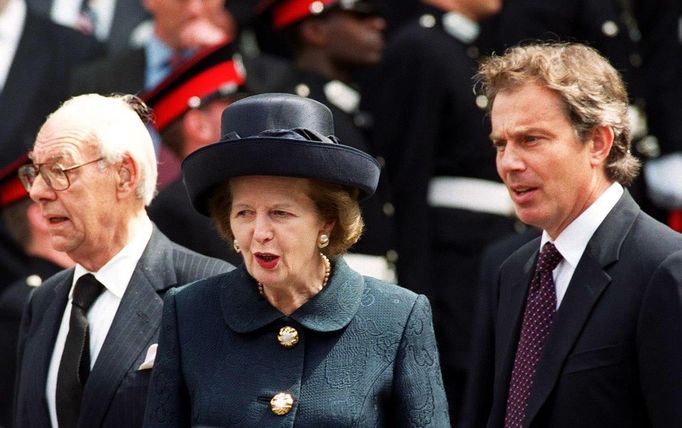 Tony Blair a Margaret Thatcherová na snímku z roku 1999