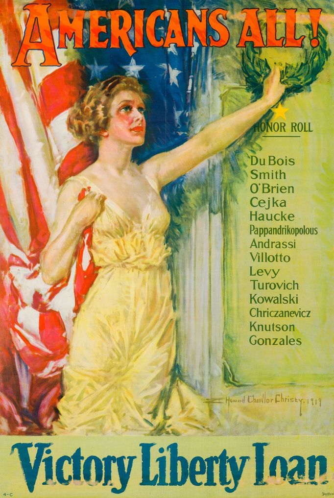 Howard Chandler Christy (1872–1852)
Americans all!, 1919
tisk: Forbes, Boston
litografie, papír, 102 × 68 cm