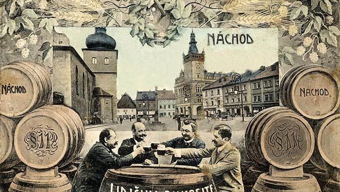 Dobová pohlednice s náchodským pivem, které se v městském pivovaru vaří už 130 let