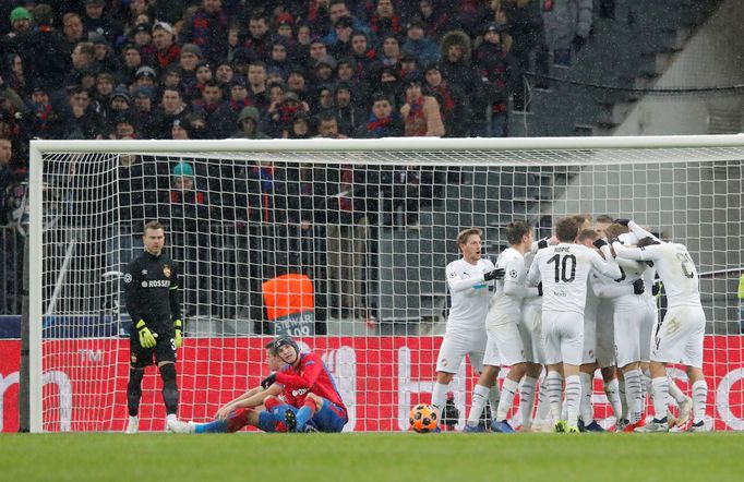 fotbal, Liga mistrů 2018/2019, CSKA Moskva - Viktoria Plzeň, radost fotbalistů Plzně