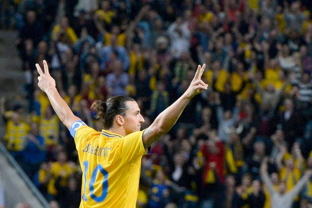 Zlatan Ibrahimovič v přátelském utkání Švédsko - Anglie
