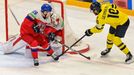 Jiří Ticháček a Alexander Wennberg ve čtvrtfinále MS 2025 Česko - Švédsko