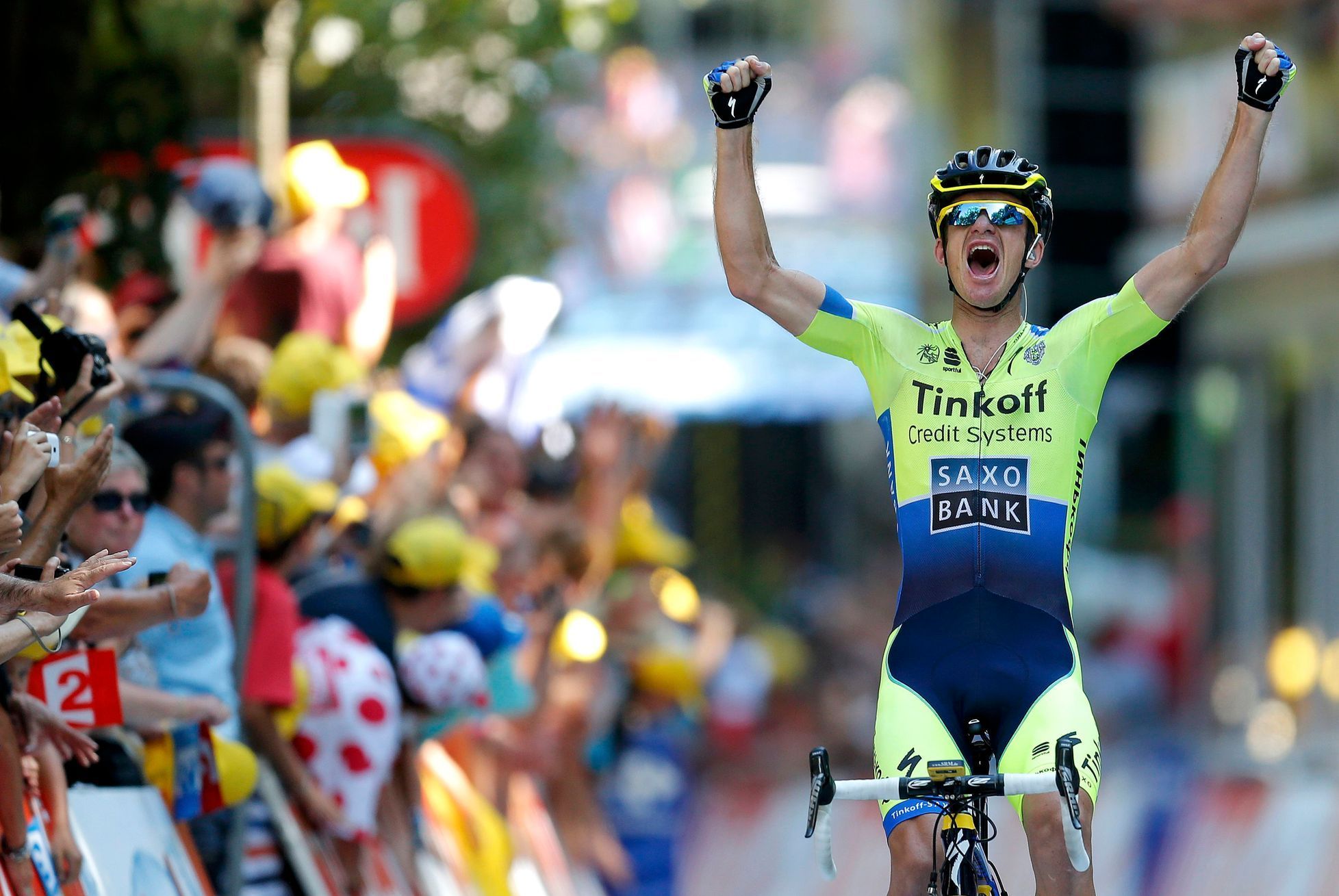 Michael Rogers se raduje z vítězství v 16. etapě Tour de France 2014