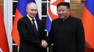 Ruský prezident Vladimir Putin a lídr KLDR Kim Čong-un v Pchjongjangu 19. června 2024
