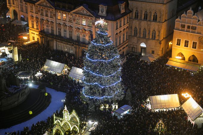 Slavnostní rozsvícení vánočního stromu, 1. prosince 2018 na Staroměstském náměstí v Praze.