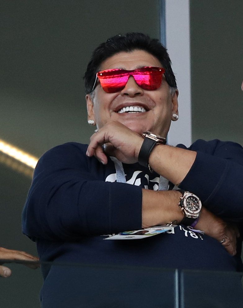 Diego Armando Maradona v zápase Argentina - Island na MS 2018