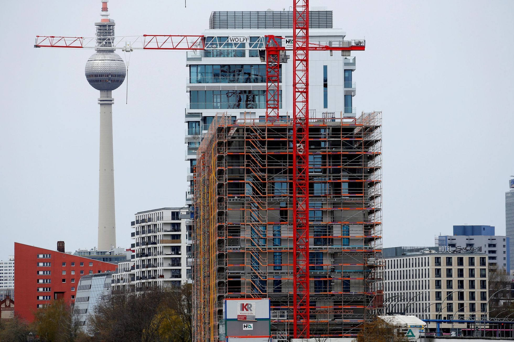 stavba, berlín, město, konstrukce, bydlení